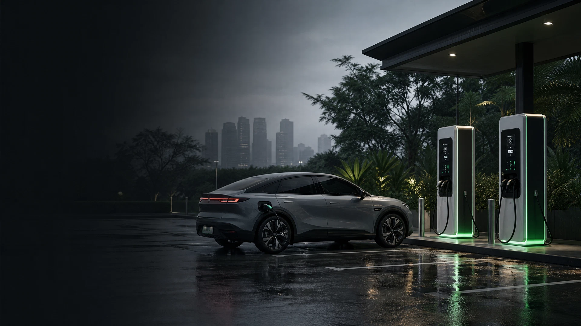EV charging station in an Indonesian urban setting